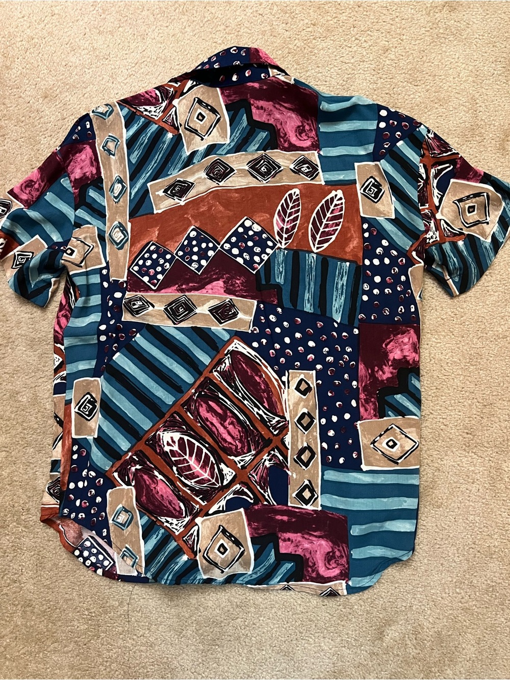 Vintage Caliché 80s 90s Abstract Geometric Print Short Sleeve Button Down Large - Picture 5 of 5